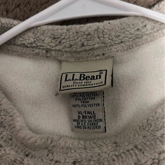 RARE Vintage LL Bean Sherpa Fleece Pullover Sweater Mens XL Tall 0 Bkw2 Marled - Picture 5 of 8